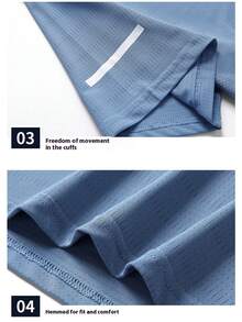 夏季網眼透氣彈性連身健身服 | 輕量舒適運動服 | 快乾輕量吸濕排汗跑步套裝 | 適合跑步與訓練 | 男士夏季快乾運動T恤 | 跑步健身運動服 - 霧霾藍 - 查看 6