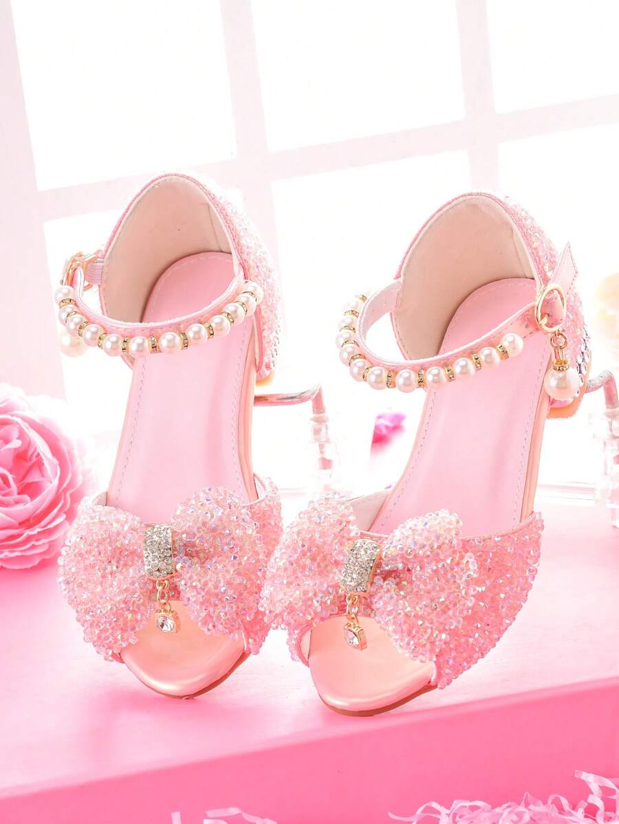 Girls Dress Up Heels, Kids Pageant High Heels Shoes For Performances, Hosts, Models, Runway - Pink - View 1