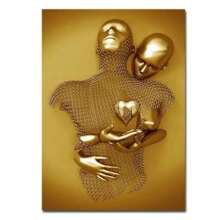 1 Pc Optional Frame Posters Wall Arts Pop Modern Metal Figure Statue Wall Art Canvas Painting Poster Abstract Romantic Couple Home Room Decor Mural Picture Print Artwork ,Wall Art With Frame