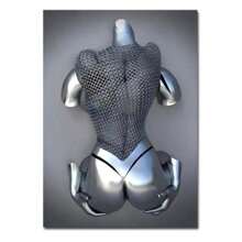 1 Pc Optional Frame Posters Wall Arts Pop Modern Metal Figure Statue Wall Art Canvas Painting Poster Abstract Romantic Couple Home Room Decor Mural Picture Print Artwork ,Wall Art With Frame