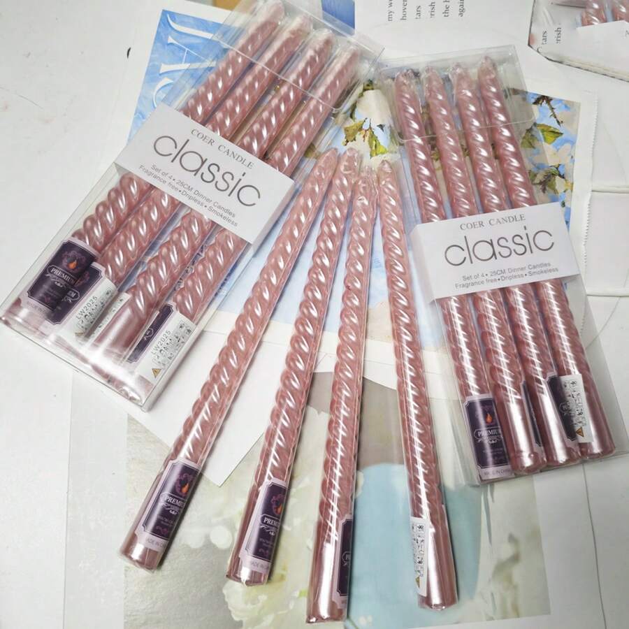 4pcs/8pcs Vintage Spiral Pink/Red/White Dining Table Candles, Candle 10 Inch -Set Of 4 Tapered Candles,Creates Romantic Dining Atmosphere, Home Decor Essential Gifts Birthday Graduation,Long Candle,Tall Candlesticks, Home Dinner, Party, Wedding, Churches, Men/Women Gifts