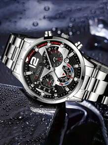 8-Piece Men's Quartz Watch Set, + Ring + Cross + Bracelet Set