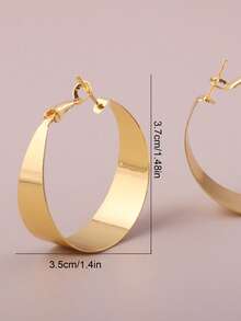 1 对女士扁平环形耳环，适合日常佩戴 - 金色的 - 查看 4