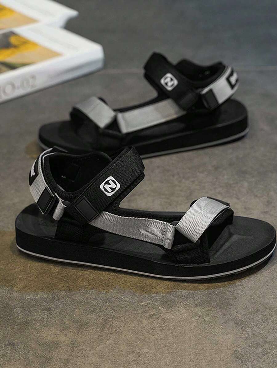 Couples Casual Outdoor Flat Hook And Loop Cross Strap Sport Sandals