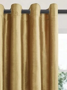 1pc Soft Fabric Solid Color High-End Minimalist Blackout Luxurious Gold Color Holiday Atmosphere Christmas Best-Selling Curtain - Champagne - View 4