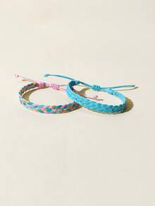 2pcs Bohemian Handmade Braided Rope Bracelet, Unique Heart Design, European And American Style, Great Gift For Mother's Day, Beach, Friends, Lovers - Multicolor - View 19