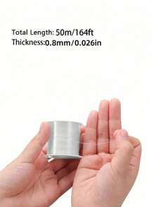 3 rouleaux de fil de pêche transparent élastique rond et de perles de cristal colorées, polyvalent pour la confection de bijoux, le filage de perles (longueur de 50 m)