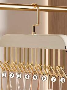1PC Multifunctional Wooden Coat Hook, Coat Rack, Wardrobe Organizer, 8 Hooks, 360 Degree Rotation Angle, Space Saving, Seamless Clothes Hanger For Hanging Tops, Underwear, Hats, Ties, Suspenders, Vests, Etc.,