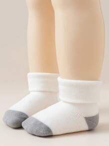 12 Pairs Classic Star Striped Cotton Baby Socks, Warm Thick Knit, Suitable For Infants, Toddlers And Adults