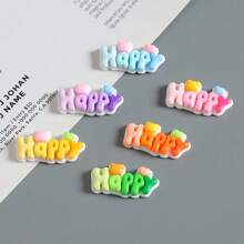 6pcs Cartoon Ombre Gradient Letter "HAPPY" Refrigerator Magnet Stickers, Decorative Adhesive Memo For Birthday Party, Wedding, Holiday, Office, Kitchen, Appliances