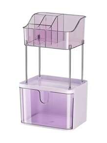 Fashion Crown Style Dresser Organizer Set - Transparent Makeup And Jewelry Storage Cabinet, Easy Pull Design, Can Store Light Beige Skincare, Brushes, Eyeshadows, Lotions, Lipsticks And Nail Polish,For Holiday Beach, Bathroom Collection, Bedroom Collection, Large Capacity