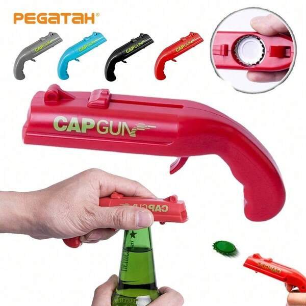 1pc Amusing Cap Gun Shaped Bottle Opener With Corkscrew - Multi-Functional Party Accessory For Effortless Beer Bottle Opening, Wine Cork Removal, And Fun Entertainment - Perfect For Home Bar, Party, And Wedding Favors, For Outdoor, Camping