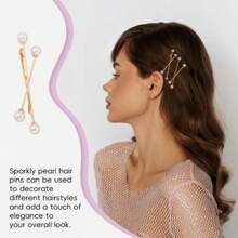 Pearl Cross Hair Clip And Accessories Set, Suitable For Happy Mood And Elegant Temperament Dressing Up At Weddings And Birthday Parties/Festivals, Made Of Sturdy And Durable Metal Material 2PC