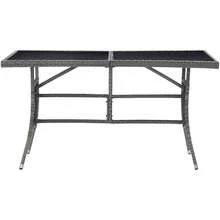 2025's Hottt-VidaXL Garden Table – Grey Poly Rattan, Glass Top, 80x80x74 Cm – PatioOutdoor Furniture-140x80x74 Cm - Bildfarbe - View 2