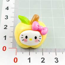 Sanrio (Authorized) 1pc Sanrio Cartoon Apple KT Cat Resin Accessories Cream Glue DIY Hair Clip Headband Phone Case Shoe Buckle Pendant Material, Suitable For Various Holiday Gifts And Party Gifts