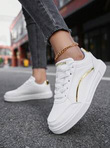 Men's Fashion Casual Shoes, Outdoor Sports Shoes For Teenagers, Lightweight & Comfortable Soft-Sole Campus Sneakers, Skateboard Shoes With Random Print, Casual/Preppy/Business Commuting Glitter Shoes, Campus Leisure Shoes, Sports Running Shoes Suitable For Weddings, Parties, Office, Home, Gym, Outdoor, All Seasons
