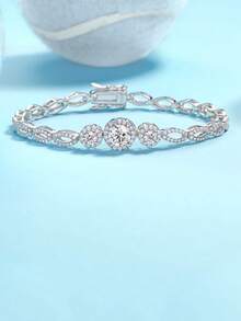 1pc Moissanite Tennis Bracelet 925 Sterling Silver Women's Tennis Bracelet Hiphop Personalized Tennis Bracelet Luxury Fashion Valentine's Day Mother's Day Wedding Anniversary Birthday Gift - 1.0 CARAT - View 6