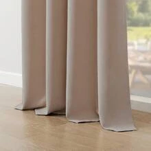 FLORACASA Bedroom Curtains, Grey, Set Of 2, H 260 X W 140 Cm, Thermal Curtains, Cold Protection, Winter Blackout Curtains, Eyelets, Thermal Curtains, Thermal Insulating - 駝色 - 查看 4