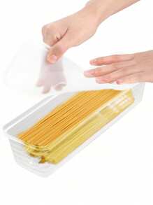Airtight Clear Plastic Pasta Storage Container - Rectangular Spaghetti Noodles Organizer For Pantry/Refrigerator, Horizontal Space-Saving Design, Leak-Proof Food Canister (Multi-Purpose Kitchen Storage)