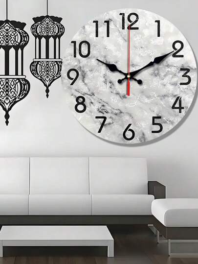 Moderne Wooden ation Wand Clock, Grijs Zwart Marble Oil Painting Silent Quartz Living Room Bedroom, Spiritual Home Office Hanging, Ho warming 10 "12" Klok Bedroom Dormitory Back To School view 6