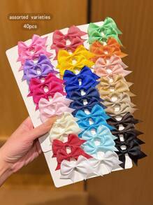 40pcs Random Colors Cute Bow Hairclips For Daily Use