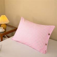 2Pcs Breathable Polyester Fiber Pillows: Machine - Washable, Dry - Cleanable & Quick - Drying With Chic Button Detailing(Only Two Pillowcases)