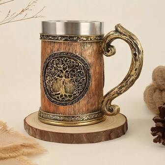 1 st rostfritt stål Tree of Life Mugg