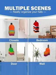 1/2pcs Wall Mounted Baseball Cap Storage Rack, Multi Layer Hat Organizer Holder, Holds 16 Caps, Suitable For Home, Office, Bedroom