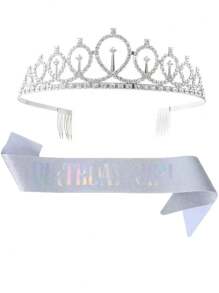 Set de accesorii pentru păr coroană din aur trandafir cu decor cu strasuri, 2 buc