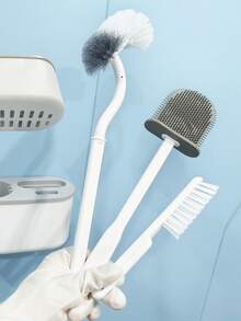 1 套马桶和浴室清洁套装，无需钻孔设计，配有硅胶刷，清洁工具整洁，免提 - 彩色 - 查看 8