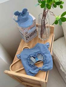 防晒狗狗服装 - 透气网眼背心和遮阳帽套装，适合小型/中型猫/狗，夏季清凉宠物服装 - 藍色 - 查看 5