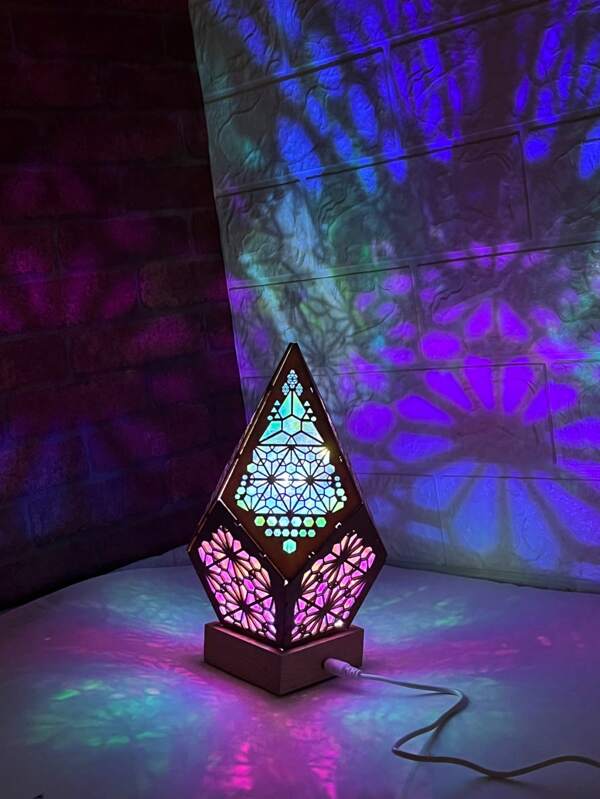 1pc Bohemian Ceiling Projection Light, Art Deco Ambiance Lamp For Living Room & Bedroom, USB Powered Romantic Retro Style Desk LED Night Light