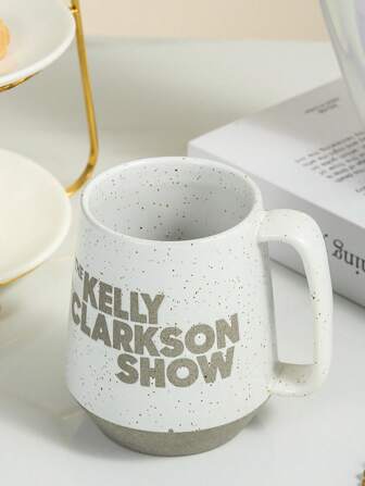 1pc Classic Thick Ceramic Mug, Handmade Dotted English Text Coffee Cup, Suitable For Office/Home/Cafe, Suitable For Coffee, Breakfast, Milk Tea, Personalized Gifts, Gifts For Women, Mom Gifts, Birthday Gifts
