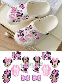 Sanrio Disney 12 Cute Mickey Mouse Shoe Accessories, Suitable For Clog Decoration, Cartoon Accessories, Suitable For Men And Women Footwear