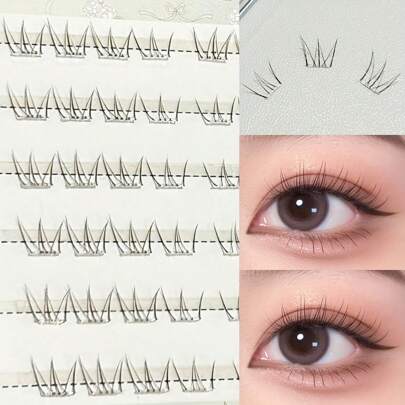 48 Clusters Self-Adhesive Lower Lashes - No Glue Needed Korean Style, Natural Wispy Flare For Asian Eyes, Daily/Party Beginner Friendly Easy Removal- HERORANGE Lash Clusters, Eyelash Clusters, Individual Eyelashes, Lashes, Fake Lashes