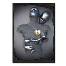 1 Pc Optional Frame Posters Wall Arts Pop Modern Metal Figure Statue Wall Art Canvas Painting Poster Abstract Romantic Couple Home Room Decor Mural Picture Print Artwork ,Wall Art With Frame