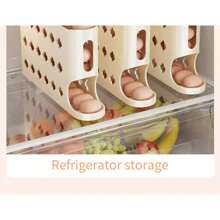 In Stock Rolling Egg Storage Box, Multi-Layer Kitchen Household Rolling Egg Rack, Plastic Refrigerator Egg Tray Preserver