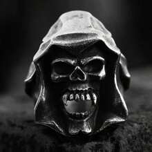 Men's Vintage Punk Style Matte Skull Ring - Multicolor - View 38
