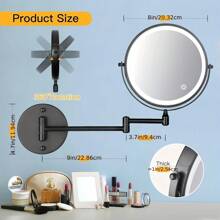 [LED Makeup Mirror] 8-Inch Double-Sided Mirror - Wall-Mounted Makeup Mirror With LED Lights, 1x/10x Magnification, 360 Degrees Rotation, 3-Color Light Touch Screen - Suitable For Bathroom, Bedroom, Living Room Bathroom Decor Fall Decor Makeup Organizer Bathroom Accessories Back To School