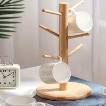 1pc Bamboo 2-Tier Dish Drying Rack, Collapsible Kitchen Utensil Storage Holder