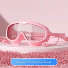 1PC New Popular Waterproof Anti-Fog Swimming Goggles, Suitable For Men, Women Or People Under 16 Years Old For Swimming, Diving And Beach, With Earplugs, HD Anti-Fog Swimming Goggles, Optional Swimming Cap