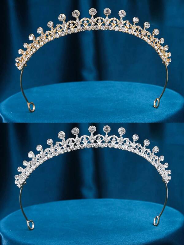 1pc Elegant Princess Crown Hair Accessories Headband Tiara, Alloy Crystal Bride Wedding Party Cosplay Ornament, Adult Birthday Party Decoration & Costume