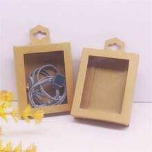 10pcs White Kraft Paper Jewelry Necklace Packaging Box Paper Window Box Creative Small Pendant Gift Packaging Box - Paper Window Box Creative Small Pendant Gift Box - View 3