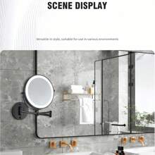 [LED Makeup Mirror] 10 X Illuminated Magnifying Wall Mirror LED Makeup Mirror With 3 Colour Modes, 1X/10X Magnification USB Charging, Touch Screen, 360° Swivel And Extendable For Bathrooms,Extendable Up To 13 Inches Bathroom Decor Fall Decor Makeup Organizer Bathroom Accessories Back To School