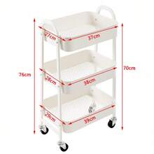 Storage Cart, Utility Cart With Wheels, Kitchen Cart, Serving Cart, Metal Cart With Wheels, 3 Tier Rolling Cart, Organizer Cart For Bedroom, Bathroom, Office, Three Tier Kitchen Or Multipurpose Cart With Wheels (FRUTA-002 1690 2090) - CARRO-PY-GRIS - 查看 3