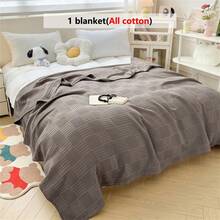 1pc Soft & Comfortable Waffle Blanket - 100% , Skin-Friendly, Solid Color, Suitable For Bed, Sofa, Pillow - Perfect For Relaxation And Cuddling - Dark Gray - View 5