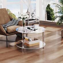 1pc Acrylic Transparent Detachable Coffee Table, Round Acrylic Coffee Table Furniture For Living Room, Multifunctional Transparent Bedside Cabinet Side Table, Suitable For Small Spaces, Living Room, Bedroom, Study - Multicolor - View 10
