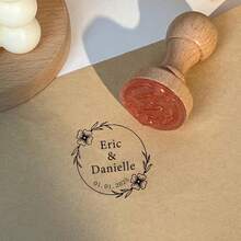 Custom Logo Wooden Rubber Stamp, Personalized Rubber Stamp, 5 Size, Business Stamp, Book Stamp, Wedding, Packaging And Name Stamp, Wooden Round(Ink Pad Not Included)