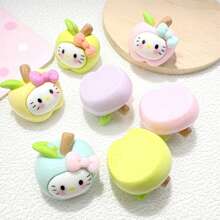 Sanrio (Authorized) 1pc Sanrio Cartoon Apple KT Cat Resin Accessories Cream Glue DIY Hair Clip Headband Phone Case Shoe Buckle Pendant Material, Suitable For Various Holiday Gifts And Party Gifts