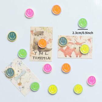 5/10pcs/Set Refrigerator Magnets Smiling Face Stickers Memo Board Whiteboard Decor